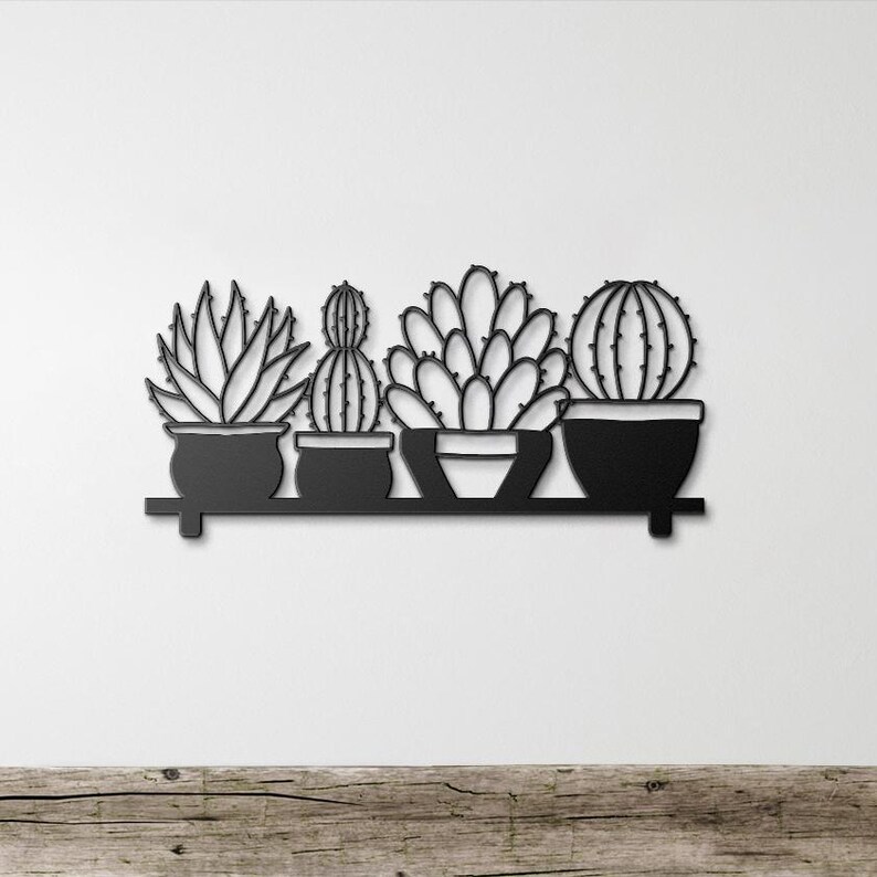Cactus Metal Wall Art, House Entry Wall Art, Flower Decor, Flowers Wall Art, Gift for Her Kitchen Wall Art