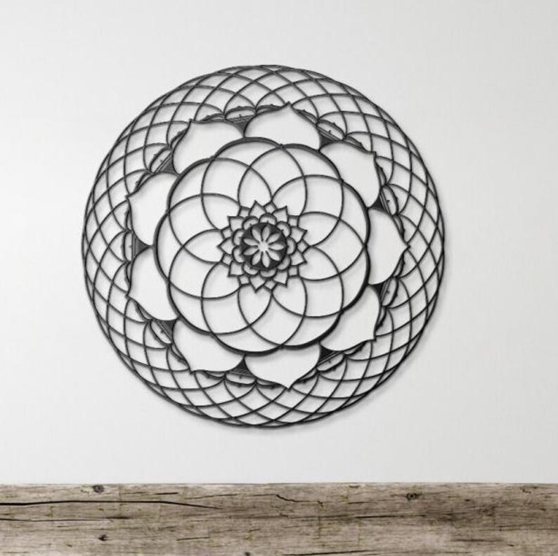 Divine Geometry Seed of life Metal Wall Art Sacred Geometry Mandala Wall Decor Outdoor Flower of Life Geometric Wall Art, Divine Geometry Metal Wall Sign