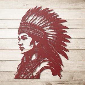 Woman Chief Metal Wall Decor, Big Chief Decor, Native Americans Women Art, Red Indian Decor, American art, Native Indian decor