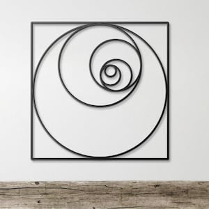 Golden Ratio Metal Wall Art, Golden Ratio Fibonacci Spiral Sequence, Sacred Geometry symbols Wall, Dorm Decor Gift Geometric symbol Art