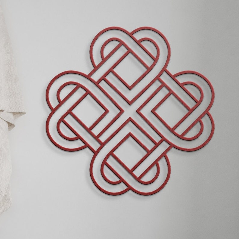 Celtic Knots: Sacred Geometry Symbols of Eternity and Interconnectedness 21 Mystical Heart Knot Metal Wall Art, Feng Shui Metal Wall Art, Good Luck Sign Metal, Asian wall art Chinese Decor, longevity Celtic sign image 1