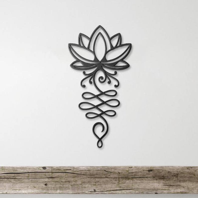 Lotus Unalome Metal Wall Art, Unalome symbol Yoga Art Spiritual Metal Decor, Buddhist Symbol Wall Decor, lotus flower Housewarming Gift