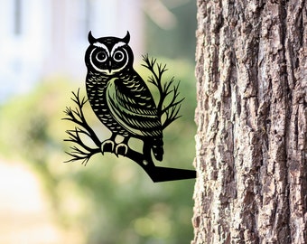 Owl on Branch Metal Wall Art, Owl Wall Art, Owl Metal Wall Sign Outdoor Decor, Bedroom Wall Decor,  , Unique Bird Decor, Bird Silhouette