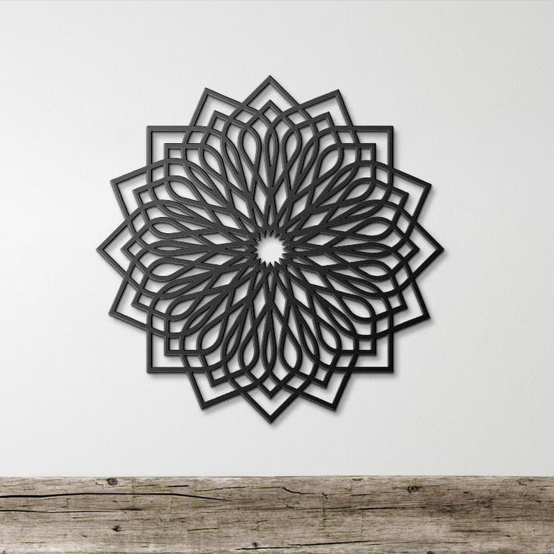 Elevate Your Dorm Décor: This Season’s Must-Have Metal Wall Art 21 Sacred Geometry Wall Art, Flower Metal Wall Art, Metal Wall Hanging, Geometric Flower, New Home Gift, Wall Decor, Gift for Her Dorm Decor