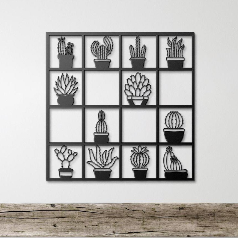 Elevate Your Dorm Décor: This Season’s Must-Have Metal Wall Art 15 Metal Cactus Photo Grid Art Wall Decor, Cactus Metal Wall Art, Display Panel, Organizer Memo Board Dorm decor Gift for her Grid Wall Panel Gift