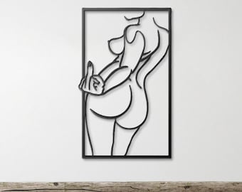 Naked Woman Body Wall Art, Metal Bathroom Wall Decor, Minimalist Female Body Bedroom Decor, Feminine One Line Art, Above Bed Decor