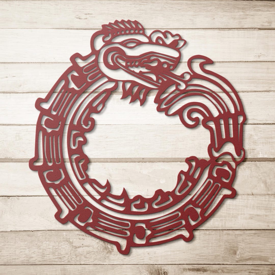 Aztec Mayan Serpent, Ouroboros Dragon Metal Wall Art, Navajo