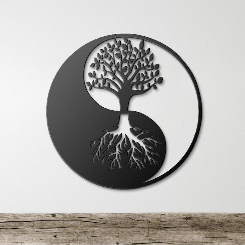 Yin Yang Tree of Life Metal Wall Art, Japanese Wall Decor, Tree of Life Wall Decor, Asian wall art, Yin Yang Feng Shui Wall Art Gift