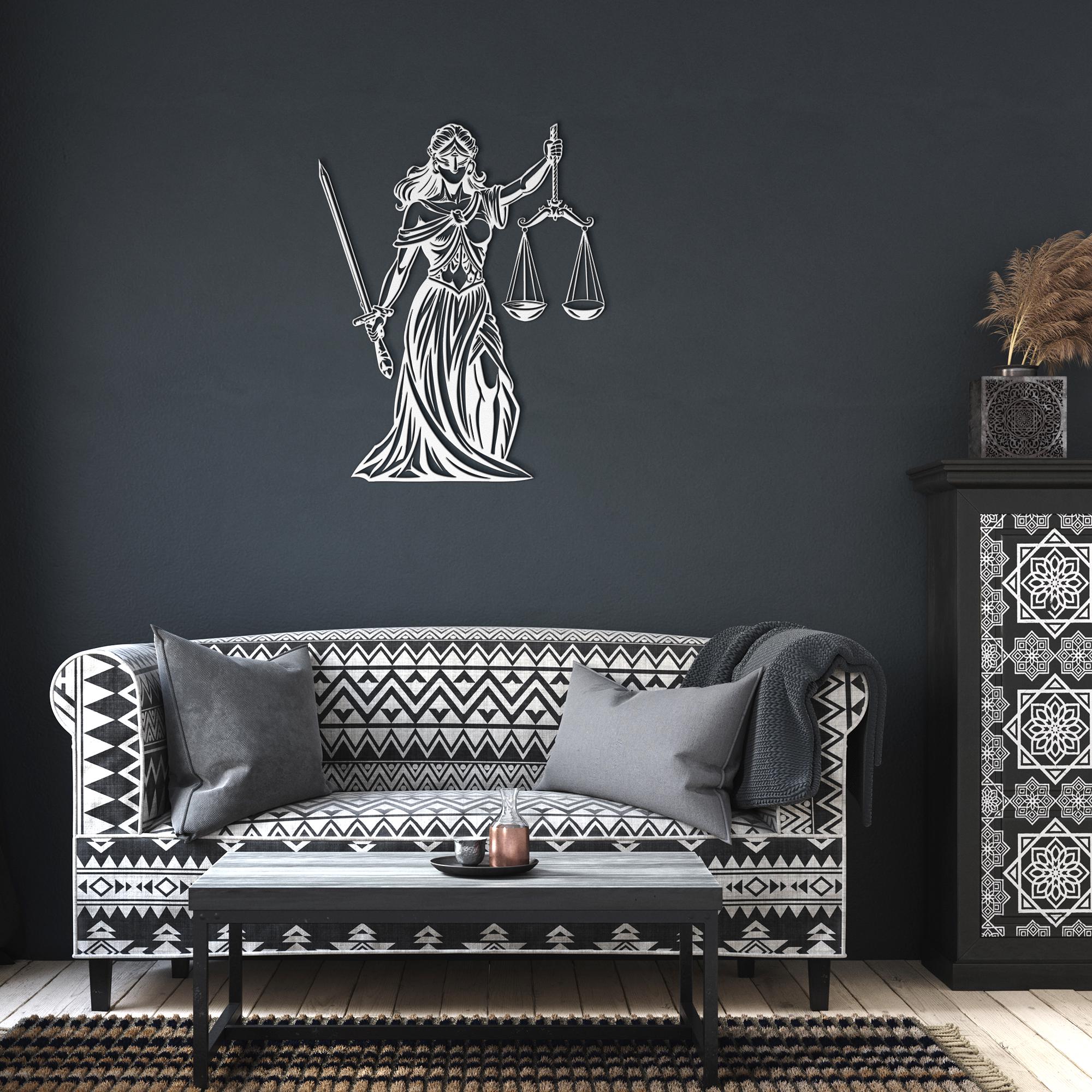 Lady Justice Metal Wall Art, Metal Wall Decor, Law Firm Wall Art ...