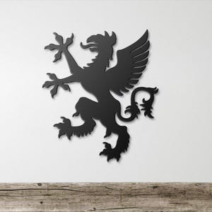 Mythology Griffin Metal Wall Art, Eagle Griffon Wall Art, Heraldic Lion Coat of Arms emblem, Mythology Wall Decor, Gothic Gryphon Wall Sign