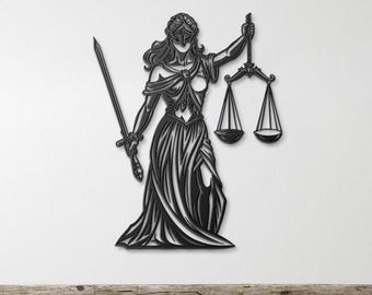 Metal Wall Art Lady Justice, Femida Themis, Attorney Office Decor ...
