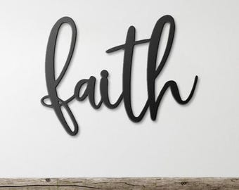 Christian Faith Metal Wall Art • Minimalist Christian Decor • Religious Decor, Inspirational Spiritual Decor,