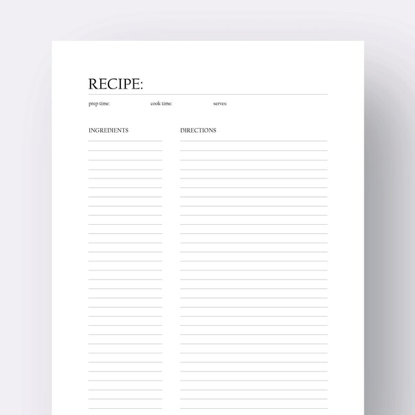 Blank Recipe Book Etsy