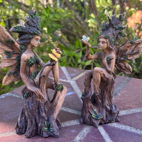 Pair of Mini Forest Twin Fairies 6.1”H