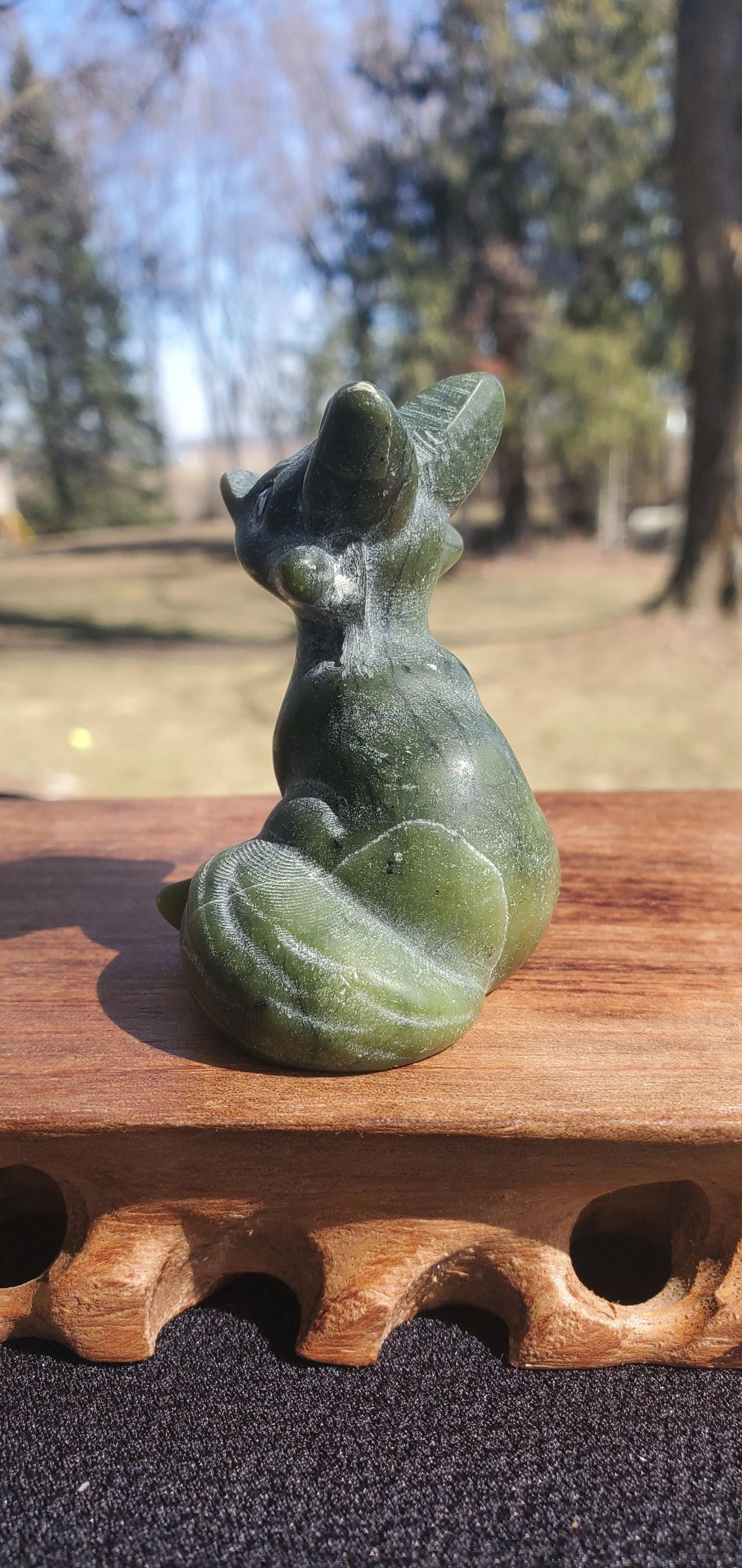 Green Jade Fox Carving - Etsy