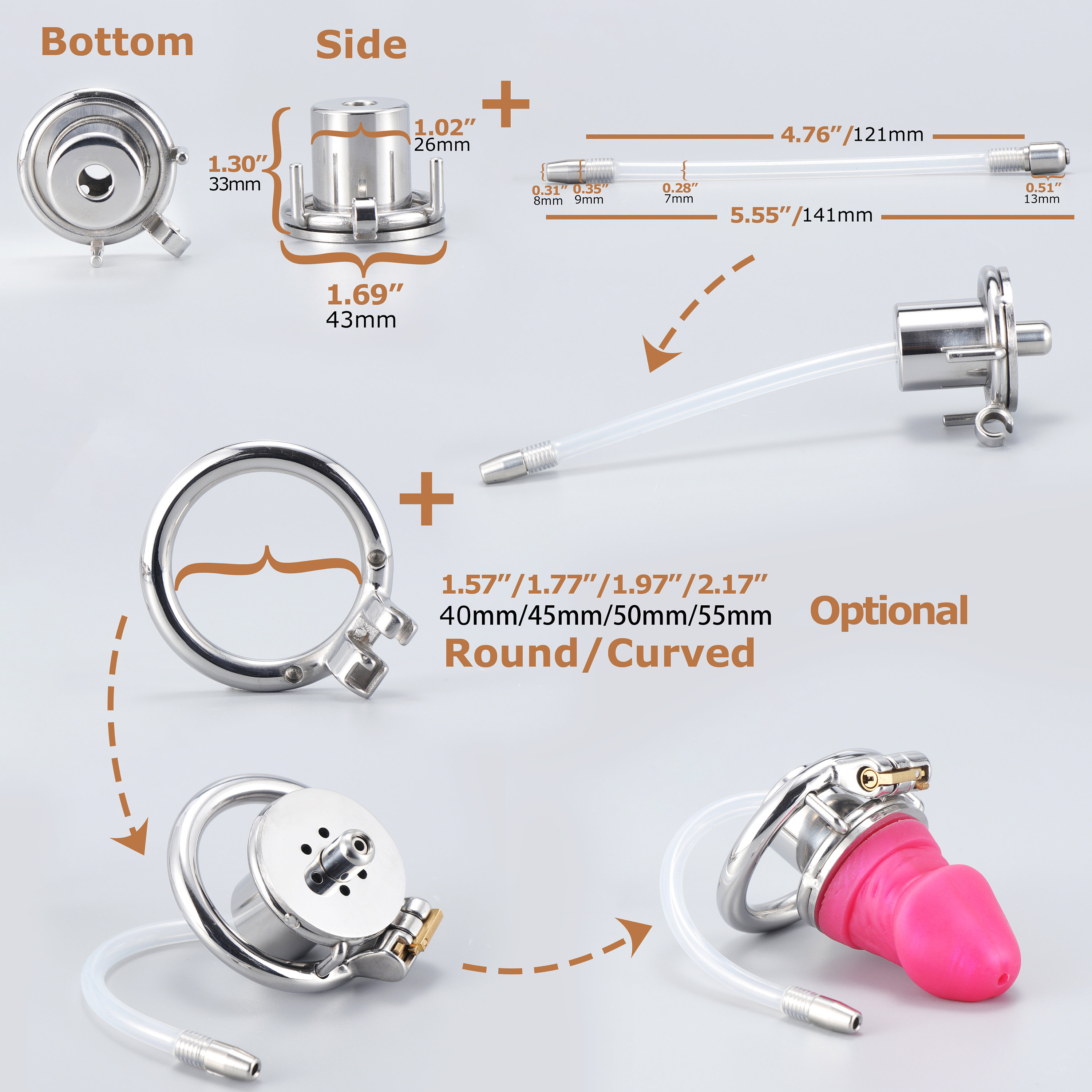 DIY Chastity Cage Kit, Inverted Penis Cage, Male Sex Toy With Dildo