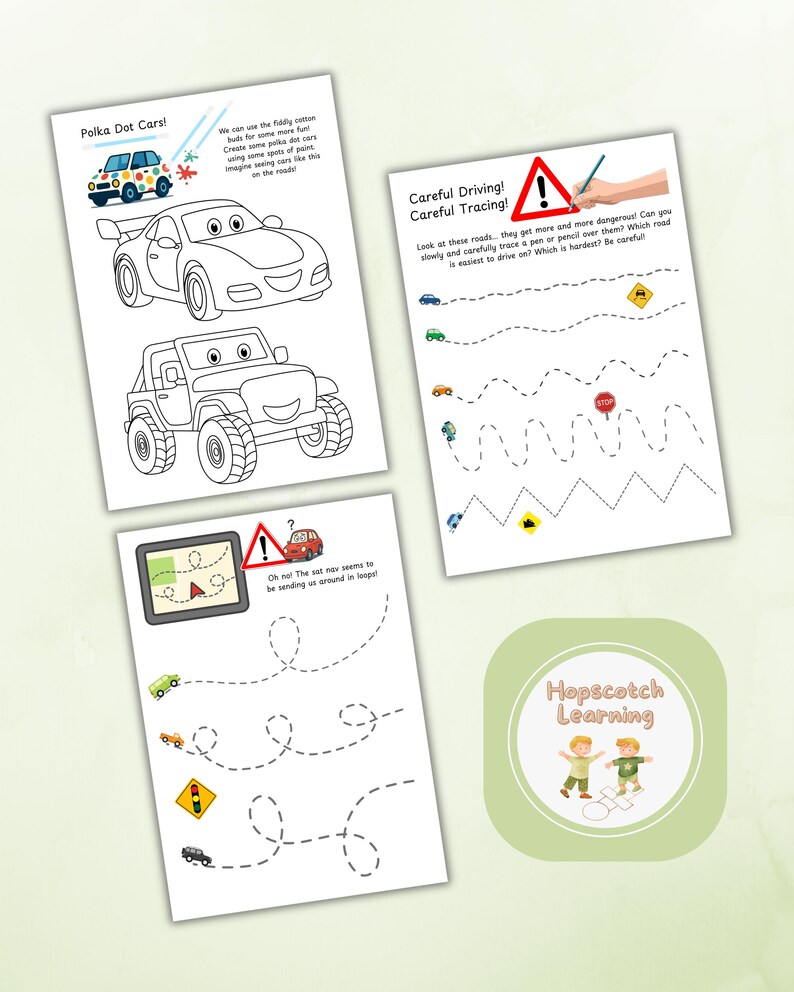 Cars Themed Pre Writing Worksheet Pack - Etsy