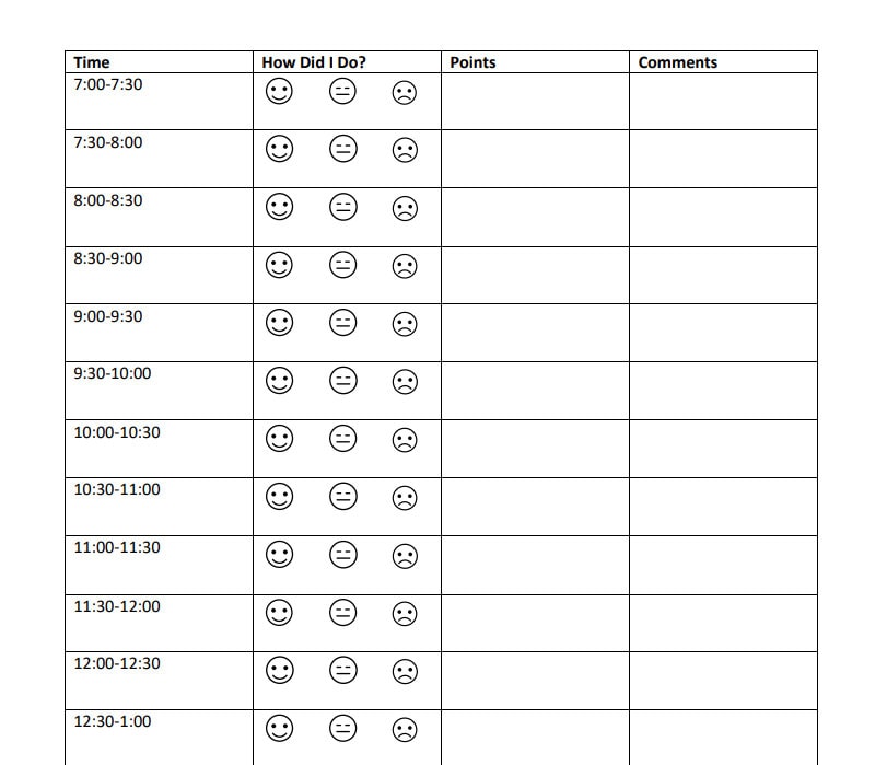 smiley-face-behavior-chart-template