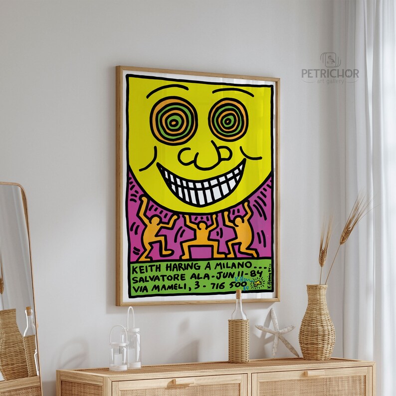 Keith Haring Art, Keith Haring a Milano 1984, Pop Art Poster, Haring