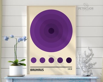 Bauhaus Purple Poster, High Quality Poster, Bauhaus Art, Mid Century Print, Geometric Print, Bathroom Decor, Architectural Wall Decor