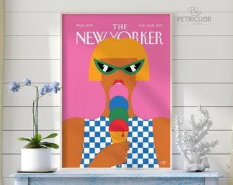 New Yorker Magazine Art, A Taste of Summer 2019, , Fashion Poster, Aesthetic Room Decor, Retro Magazine Print, New Yorker, Retro Poster
