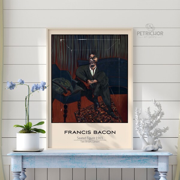 Francis Bacon Painting, Vintage Poster, Home Wall Decor, Seated Figure, 1961, Fine Art Print, Bacon Exhibition , Mid Century Art