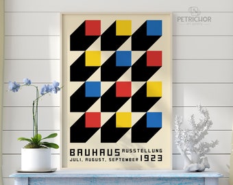 Bauhaus Decor, Ausstellung, Vintage Poster, Poster Art, Modern Bohemian, Mid Century Print, Modernist Bedroom Decor, Bauhaus Wall Art