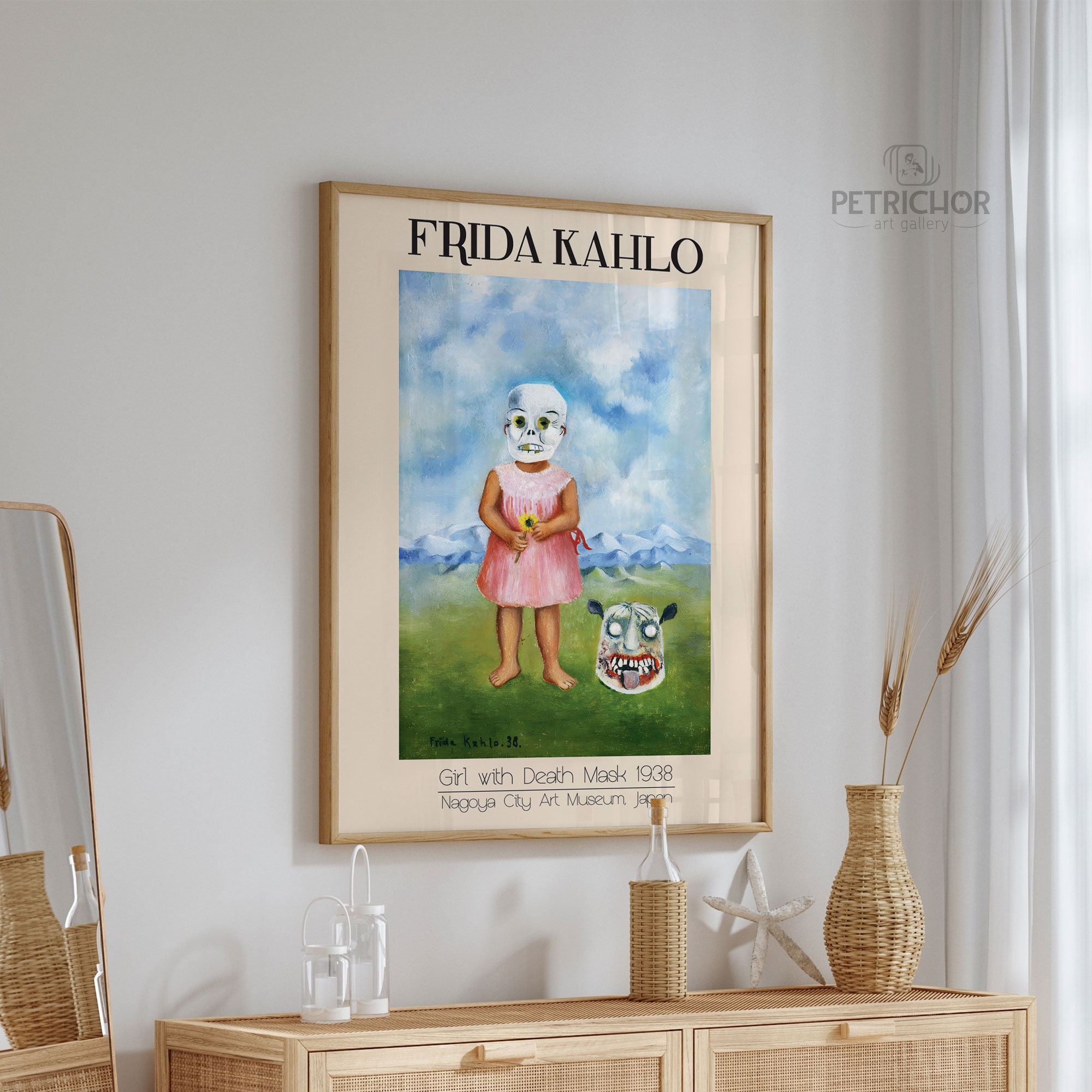 Frida Kahlo Poster, Frida Kahlo Exhibition, Mid Century Print, Girl