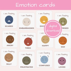 Gefühle Flash Karten druckbar, ich kenne meine Gefühle, Kinder Achtsamkeit, digitaler Download, emotionale Intelligenz, Emotionserkennung