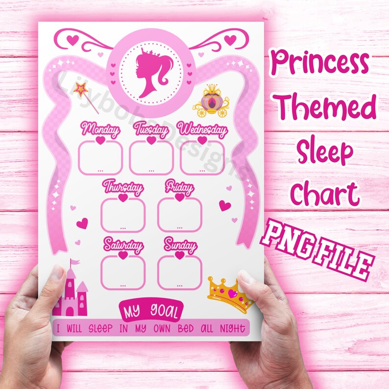 Girl's Pink Sleep Chart Printable PNG File Checklist Etsy
