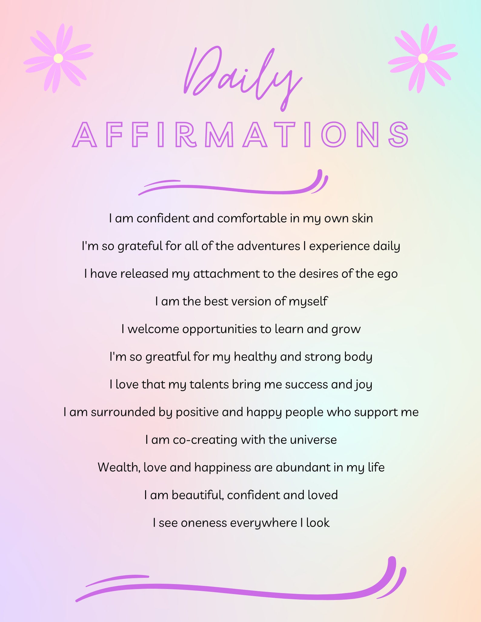 Pastel Daily Affirmations Etsy