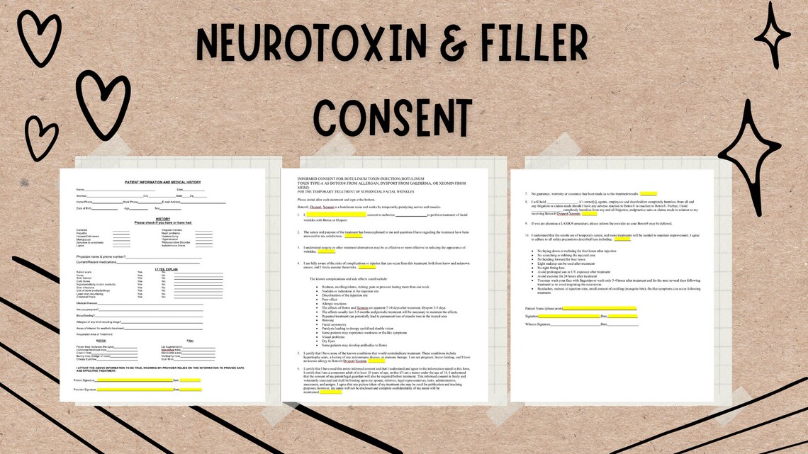 Botox/dysport &amp; Filler Consent Forms - Etsy UK