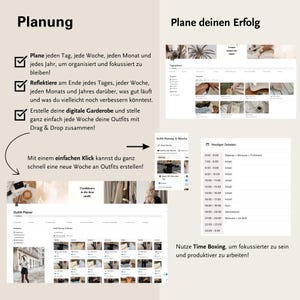 Plan your day, month, and year with the notion daily planner, notion monthly planned, and the notion yearly planner. Also, plan your outfits with the super easy-to-use notion outfit planner.
