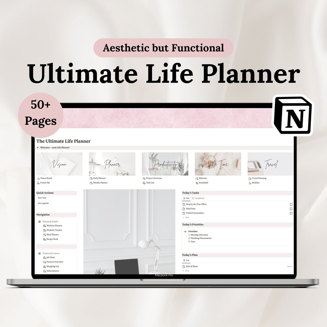 Notion Life Planner Notion Template Self Care Planner Etsy