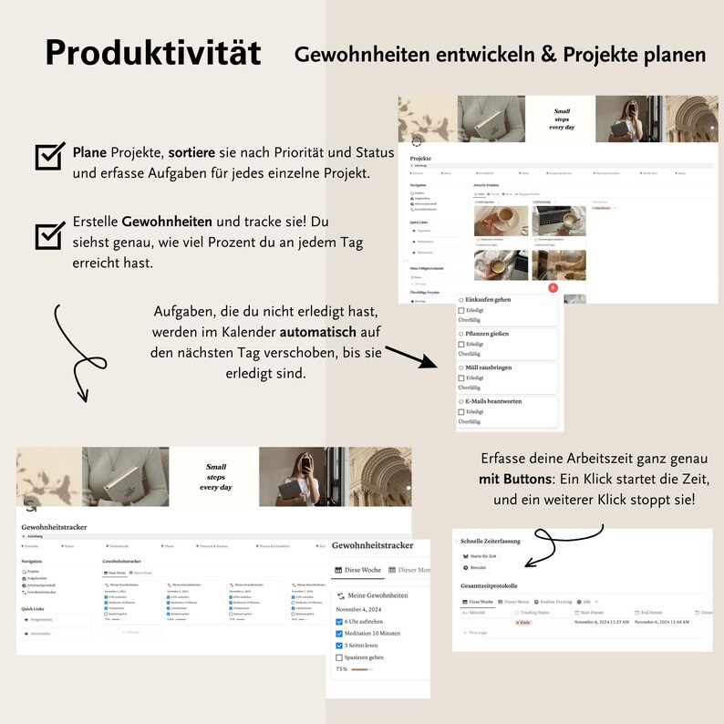 Increase your productivity with the notion project planner and the notion habit tracker template.