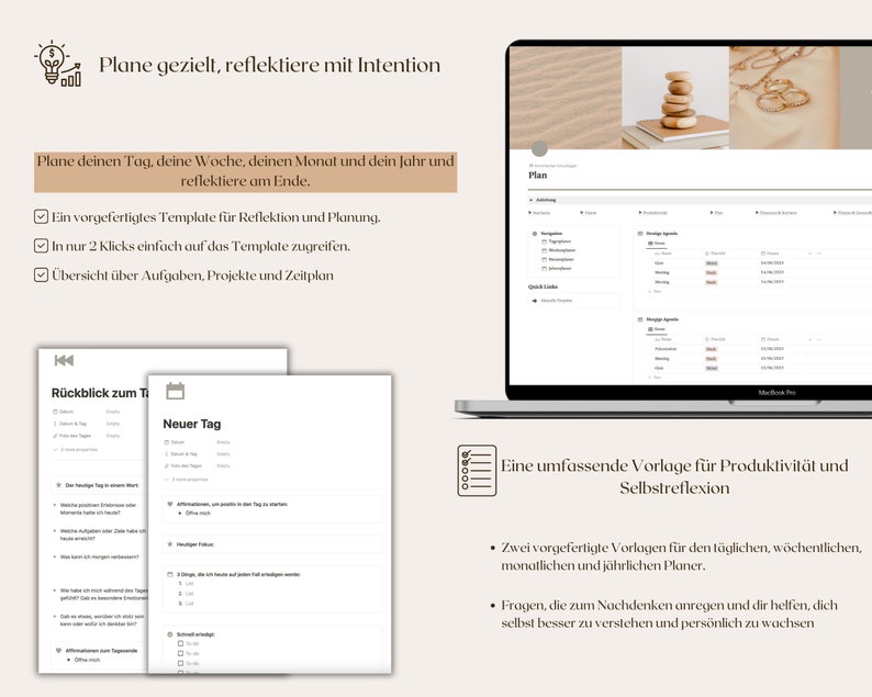 Plan your day, month, and year with the notion daily planner, notion monthly planned, and the notion yearly planner. Also, plan your outfits with the super easy-to-use notion outfit planner.