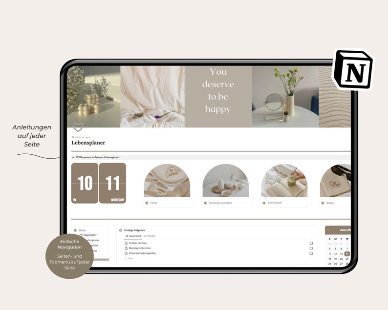 This notion template german includes a notion goal setting planner to crush your goals for the new year.