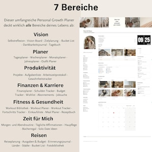 This german notion template includes a notion meal planner, a finance planner, a project planner, a travel planner, and a daily planner.