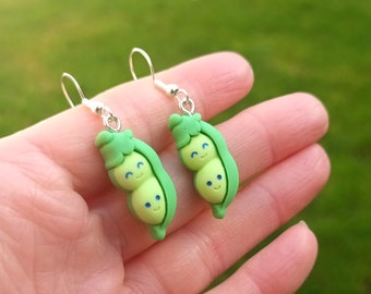 Two Peas In A Pod Earrings, Sterling Silver Plated Hooks