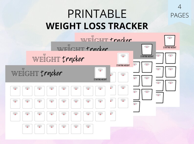 Printable Weight Loss Tracker Journal, Digital Weight Loss Chart