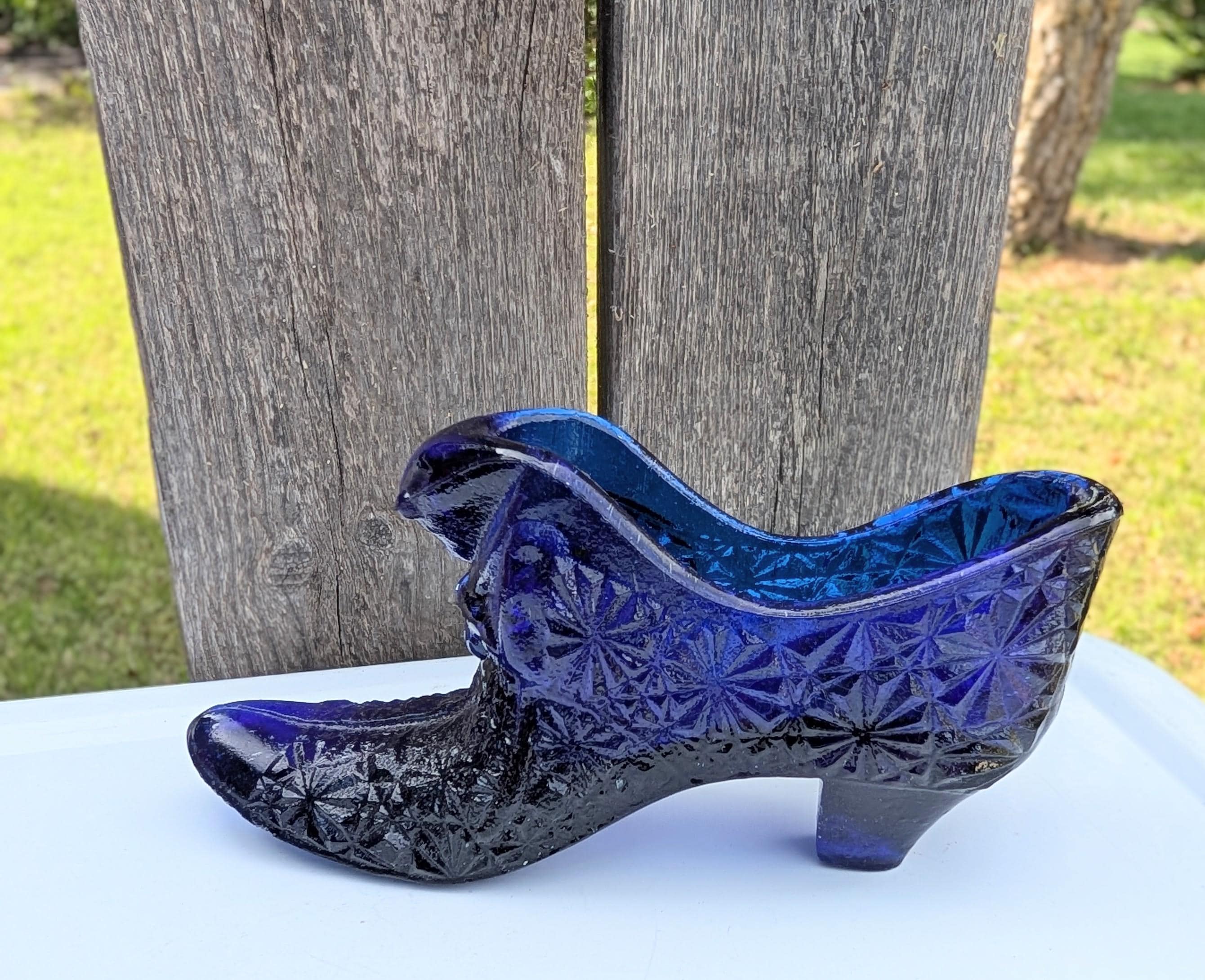 Vintage Blue Glass Shoe - Etsy