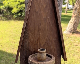 Primitive Wooden Candle Sconce; Antique Wall Candle Holder; Rustic Farmhouse Decor
