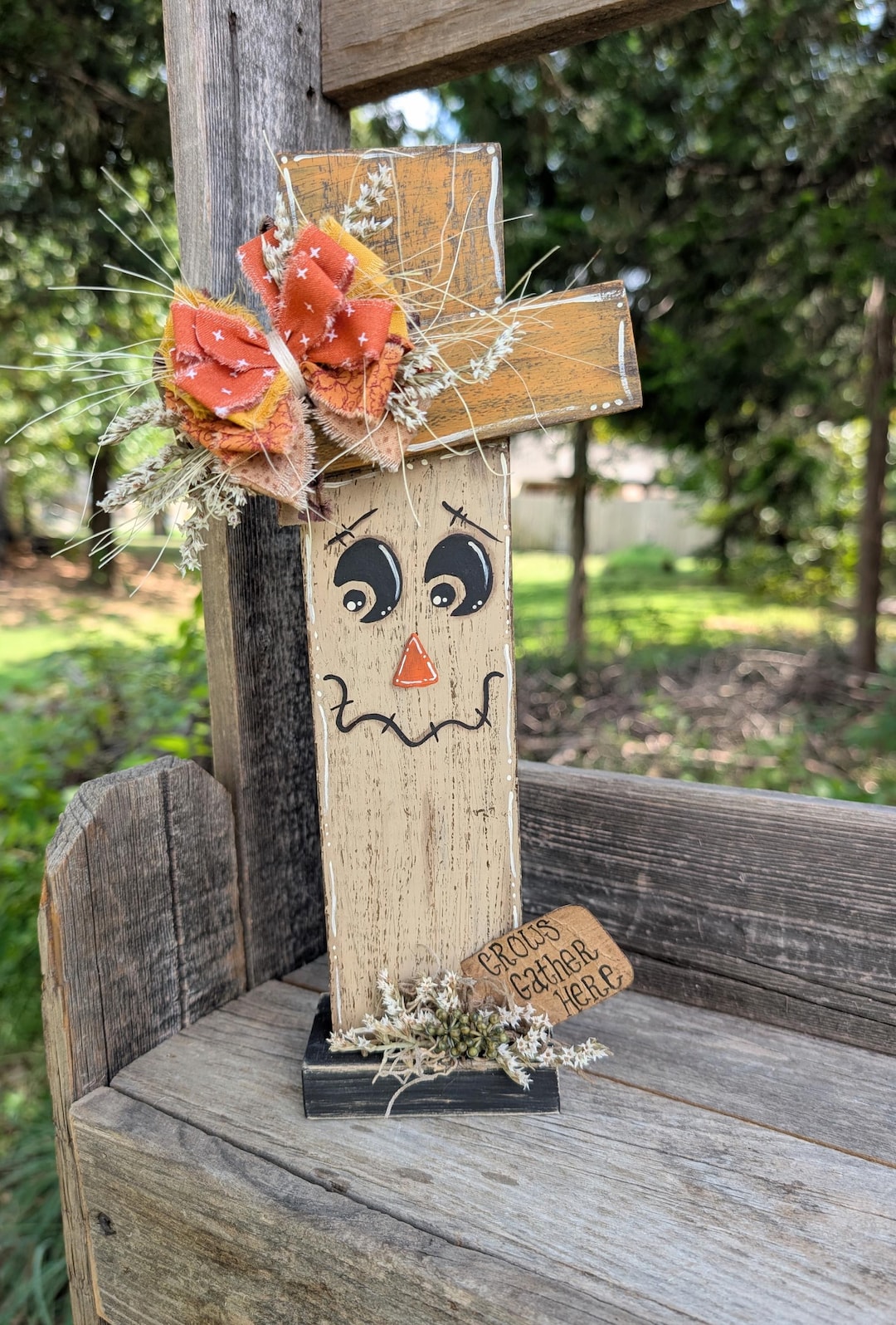 Handmade Wooden Scarecrow Shelf Sitter - Rustic Fall Decor - Etsy
