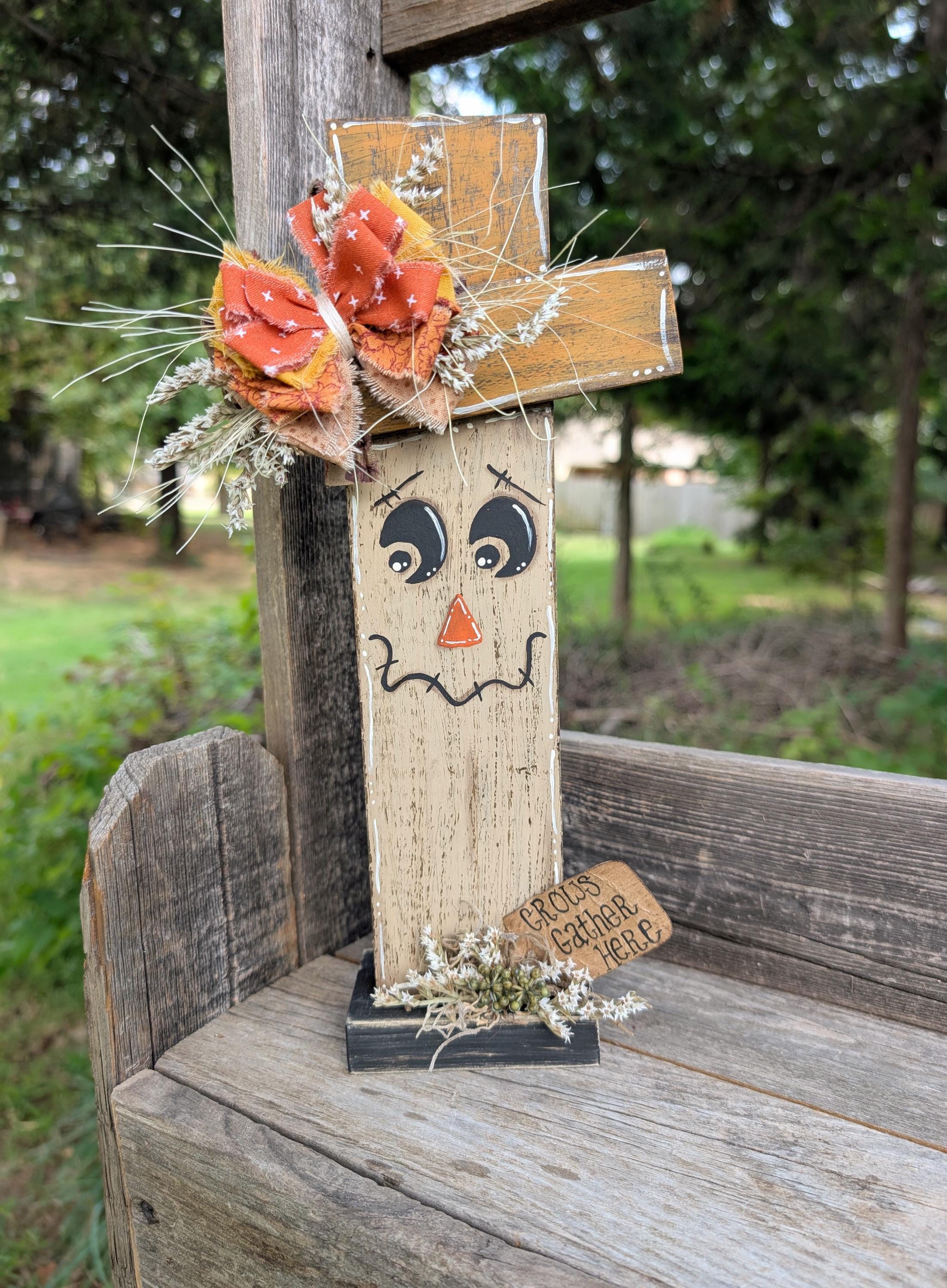 Handmade Wooden Scarecrow Shelf Sitter - Rustic Fall Decor - Etsy