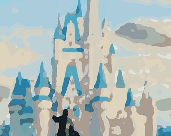 Hand drawn wall art: Magic Kingdom ‘Cinderella Castle’