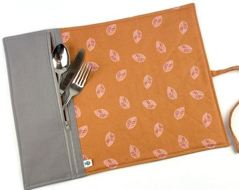 Lunch placemats, utensil holders, cutlery holder placemats, zipper, rolling placemat for lunch box