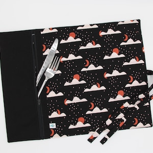 Lunch mats, utensil holder placemats, placemat with zipper, rolling placemat for lunch box