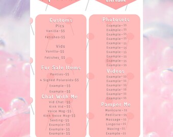 Onlyfans Tip Menu - Etsy