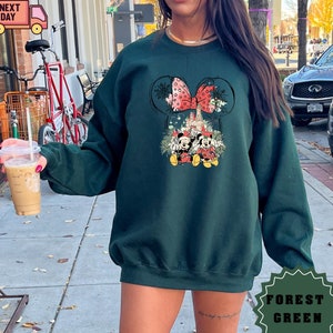 Watercolor Castle Mickey Minnie Christmas Shirt, Mickey Christmas Sweatshirt, Disney Christmas Party, Disneyland Couple Vacation Gift Hoodie