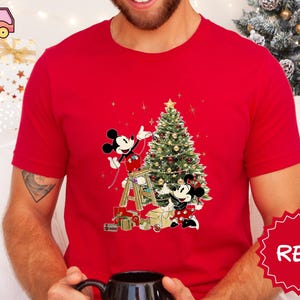 Retro Mickey Minnie Under Christmas Tree Sweatshirt, Disney Mouse Christmas Sweatshirt, Disney Christmas Couple Sweatshirt, Disneyland Shirt